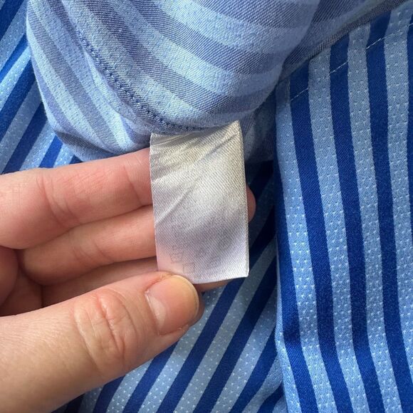 Robert Graham Long Sleeve Button Down Shirt Size 16.5 42 Blue Striped - Picture 12 of 14